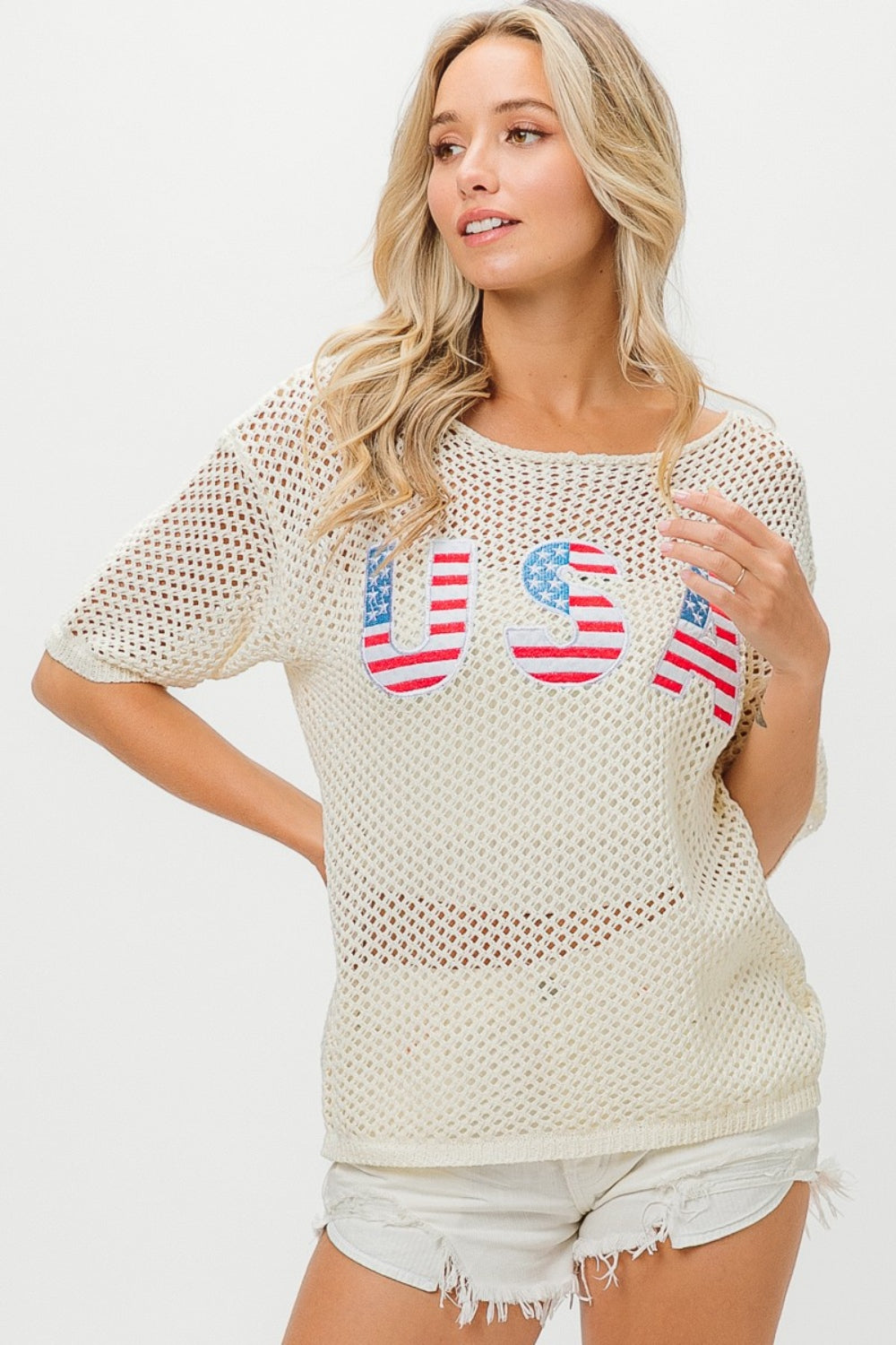 BiBi US Flag Theme Knit Cover Up - Premium  from Trendsi - Just $47.72! Shop now at noTORIous + co