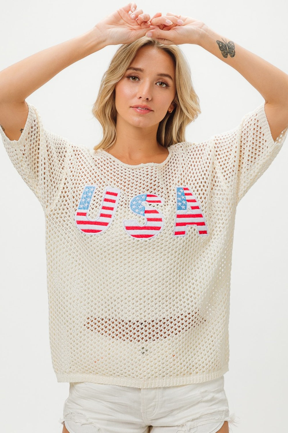 BiBi US Flag Theme Knit Cover Up - Premium  from Trendsi - Just $47.72! Shop now at noTORIous + co