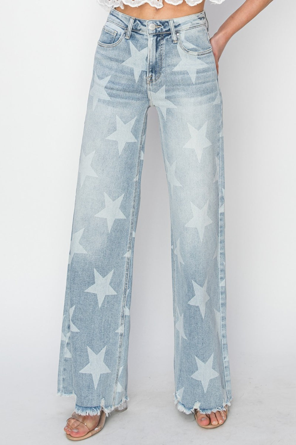 RISEN Full Size Raw Hem Star Wide Leg Jeans - Premium Jeans from Trendsi - Just $60! Shop now at noTORIous + co