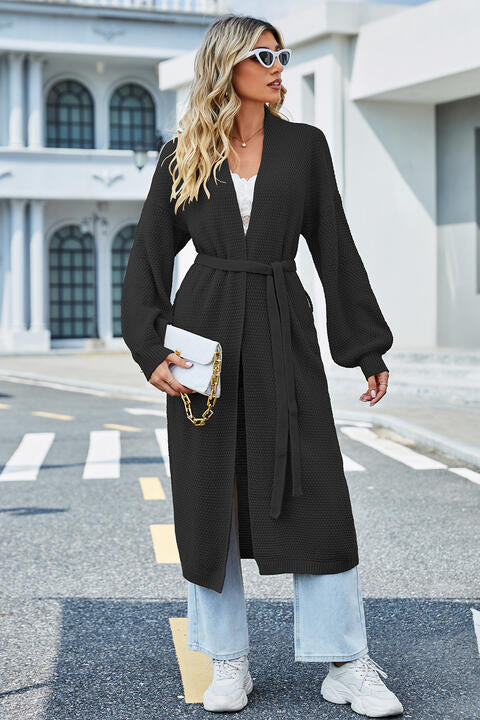 Tie Waist Longline Cardigan - Premium  from Trendsi - Just $42! Shop now at noTORIous + co