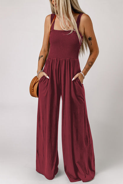 square neck smocked jumpsuit - Premium Jumpsuits from Trendsi - Just $40.00! Shop now at noTORIous + co