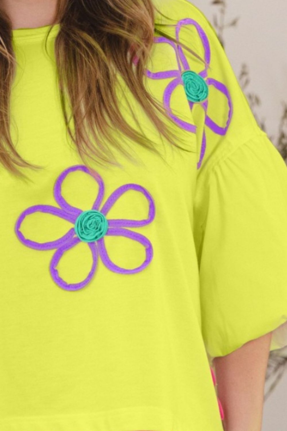 ODDI Full Size Flower Embroidery Detail T-Shirt - Premium  from Trendsi - Just $60.12! Shop now at noTORIous + co