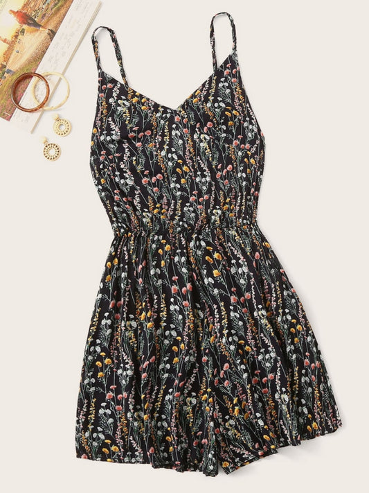 Printed V-Neck Spaghetti Strap Romper - Premium  from Trendsi - Just $21! Shop now at noTORIous + co