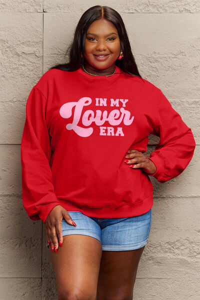 Simply Love Full Size IN MY LOVER ERA Round Neck Sweatshirt - Premium Tops from Trendsi - Just $32! Shop now at noTORIous + co