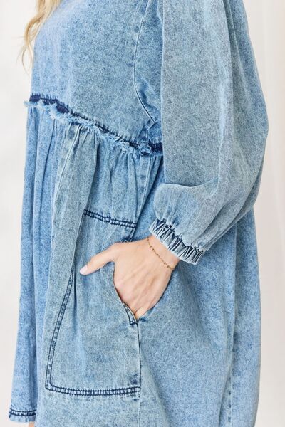 HEYSON Full Size Oversized Denim Babydoll Dress - Premium Dresses from Trendsi - Just $57.22! Shop now at noTORIous + co