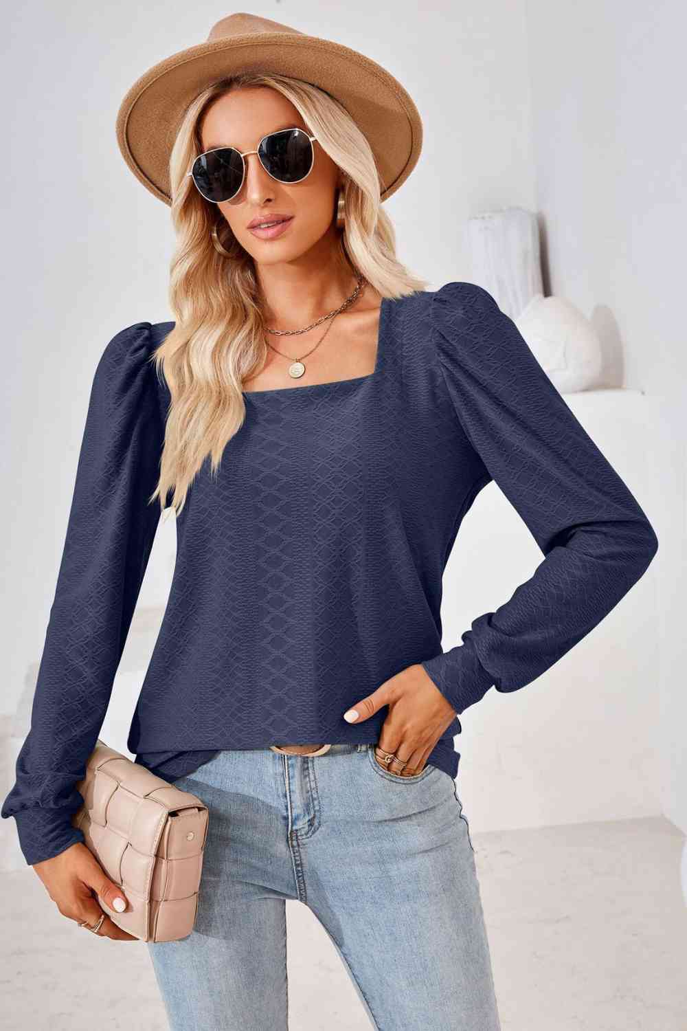 Square Neck Puff Sleeve Blouse - Premium Blouse from Trendsi - Just $22! Shop now at noTORIous + co