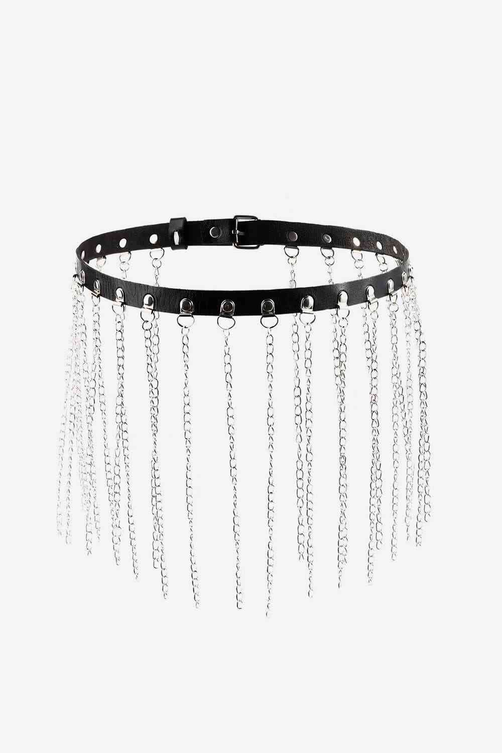 Fringed Chain PU Leather Belt - Premium  from Trendsi - Just $13! Shop now at noTORIous + co