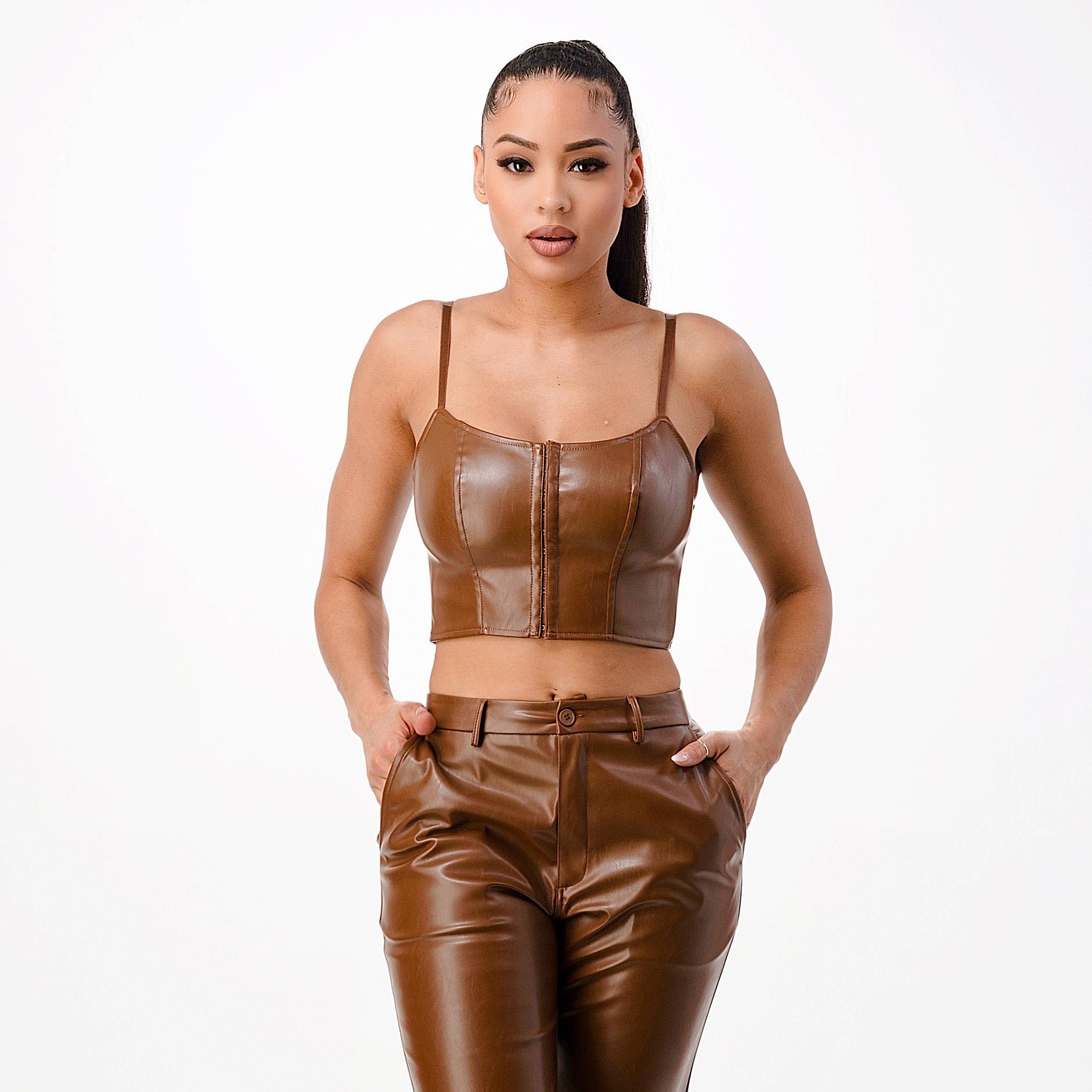 caramel faux leather corset crop - Premium  from MNI LOS ANGELES - Just $28! Shop now at noTORIous + co