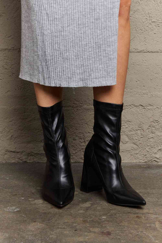 Weeboo Stacy Block Heel Sock Boots - Premium  from Trendsi - Just $50! Shop now at noTORIous + co