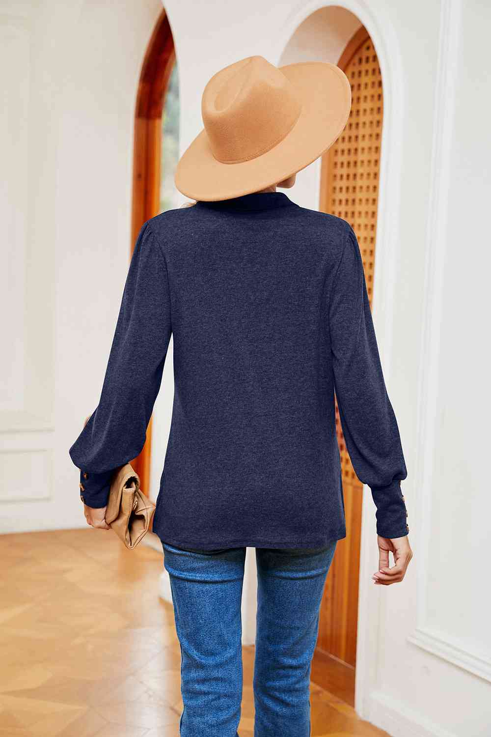 Johnny Collar Long Sleeve Top - Premium Blouse from Trendsi - Just $23! Shop now at noTORIous + co