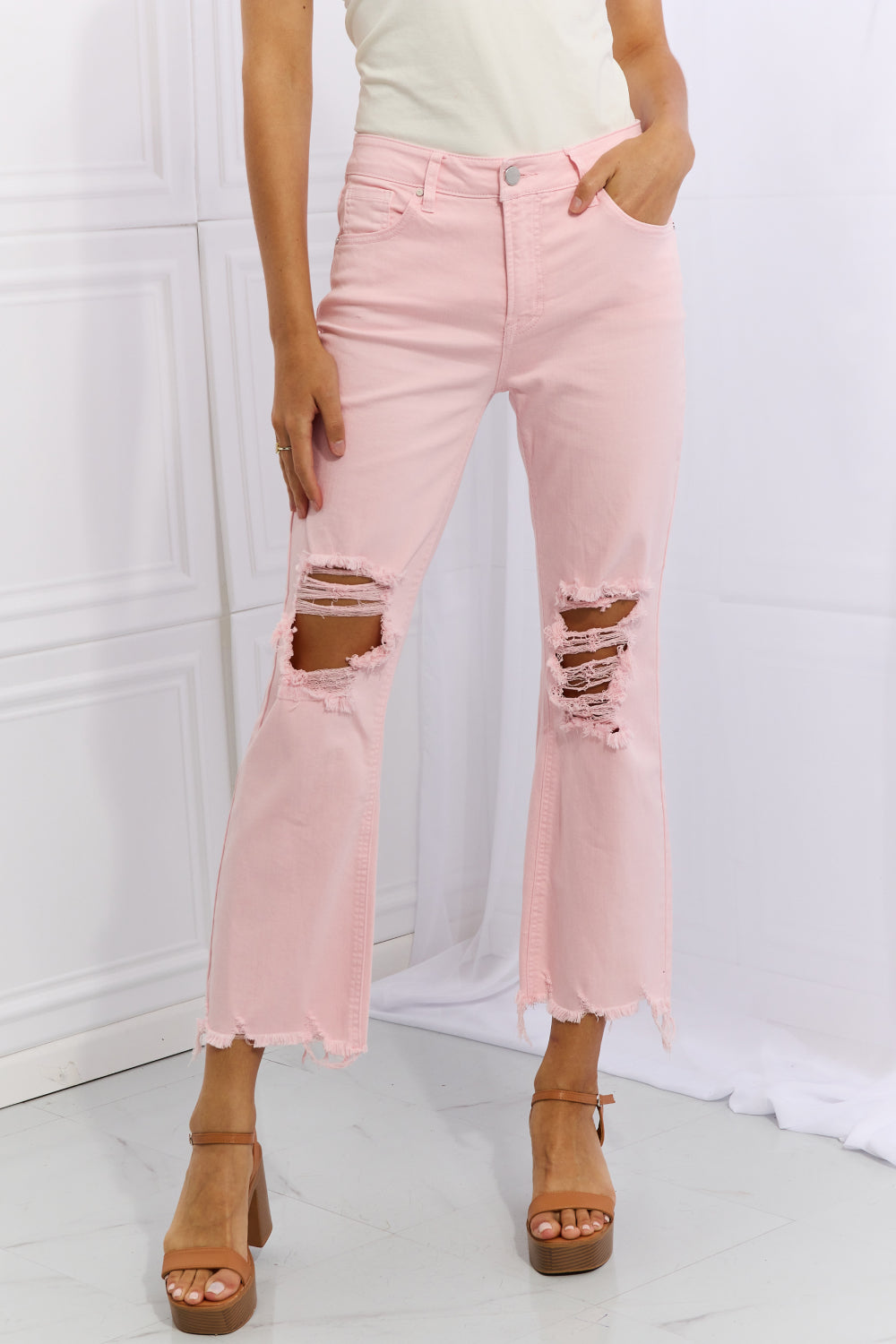RISEN Miley Full Size Distressed Ankle Flare Jeans - Premium  from Trendsi - Just $67.00! Shop now at noTORIous + co