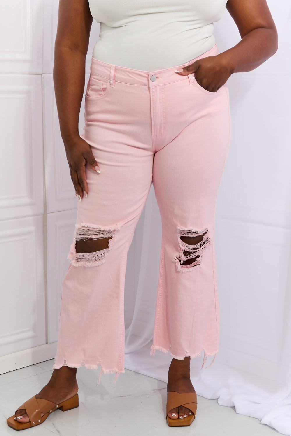 RISEN Miley Full Size Distressed Ankle Flare Jeans - Premium  from Trendsi - Just $67.00! Shop now at noTORIous + co
