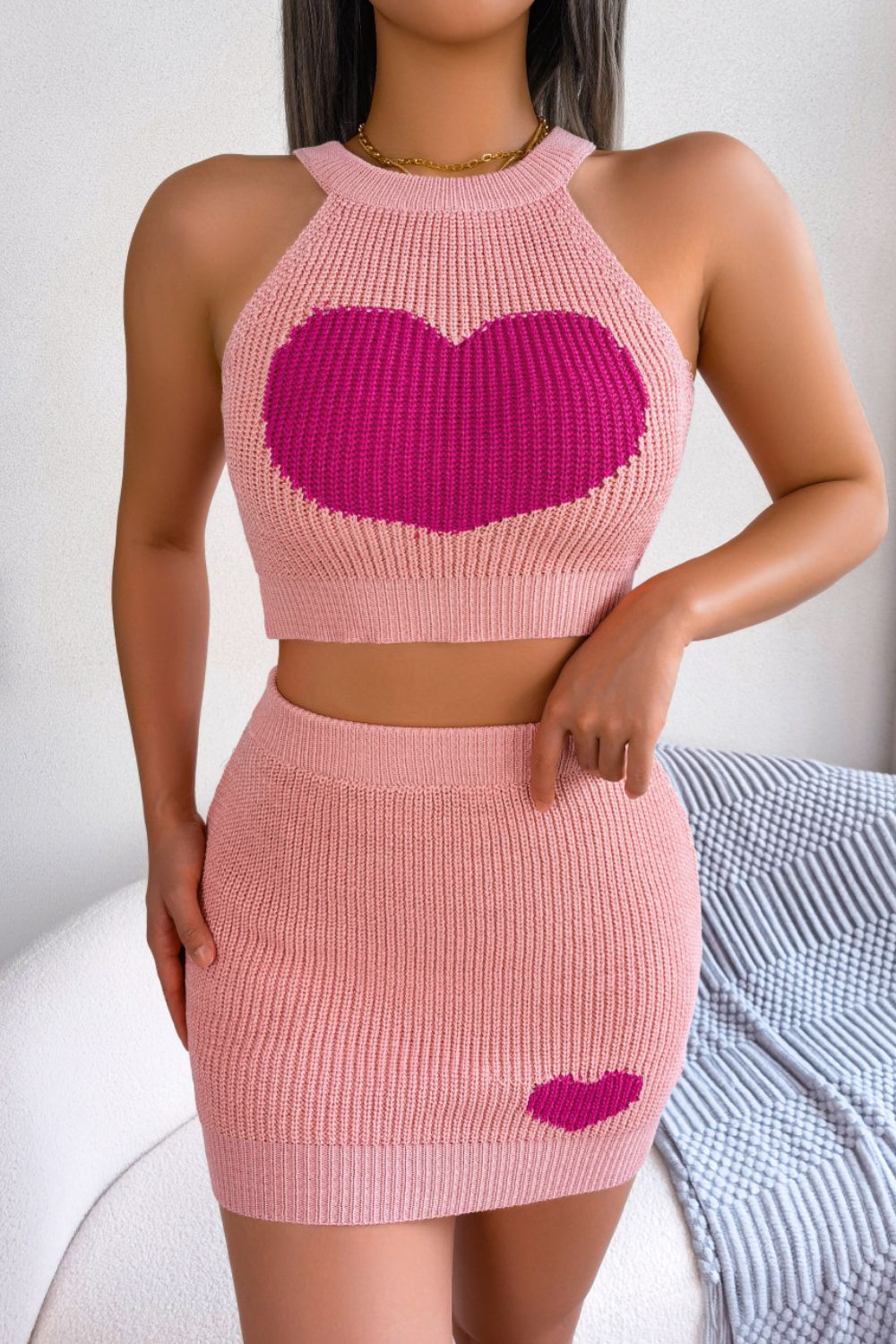 aurora ribbed heart set - Premium Two piece from Trendsi - Just $32.00! Shop now at noTORIous + co