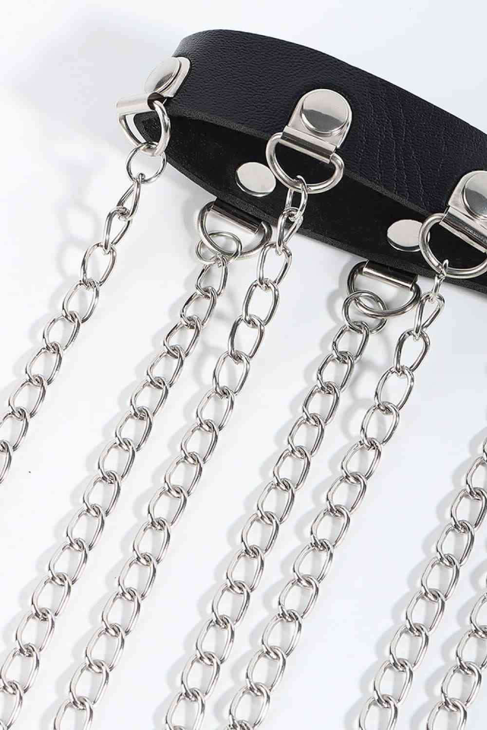 Fringed Chain PU Leather Belt - Premium  from Trendsi - Just $13! Shop now at noTORIous + co