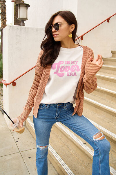 Simply Love Full Size IN MY LOVER ERA Round Neck T-Shirt - Premium Tops from Trendsi - Just $22! Shop now at noTORIous + co
