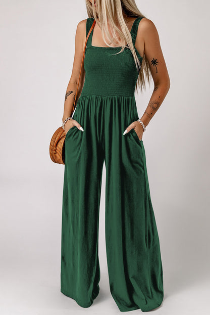 square neck smocked jumpsuit - Premium Jumpsuits from Trendsi - Just $40.00! Shop now at noTORIous + co