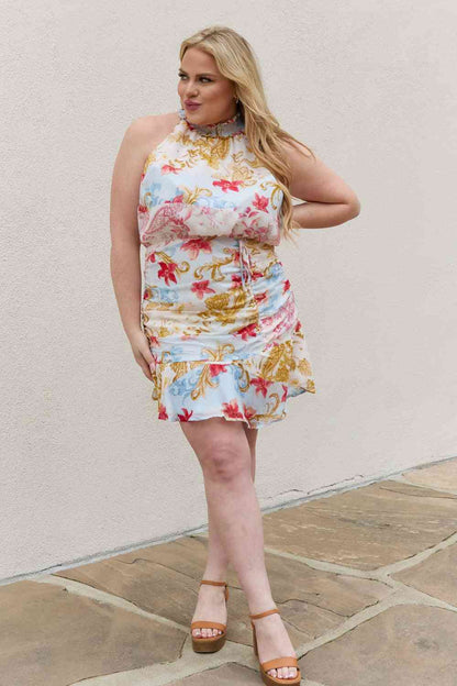 White Birch Full Size Floral Print Halter Woven Dress - Premium Dresses from Trendsi - Just $26! Shop now at noTORIous + co