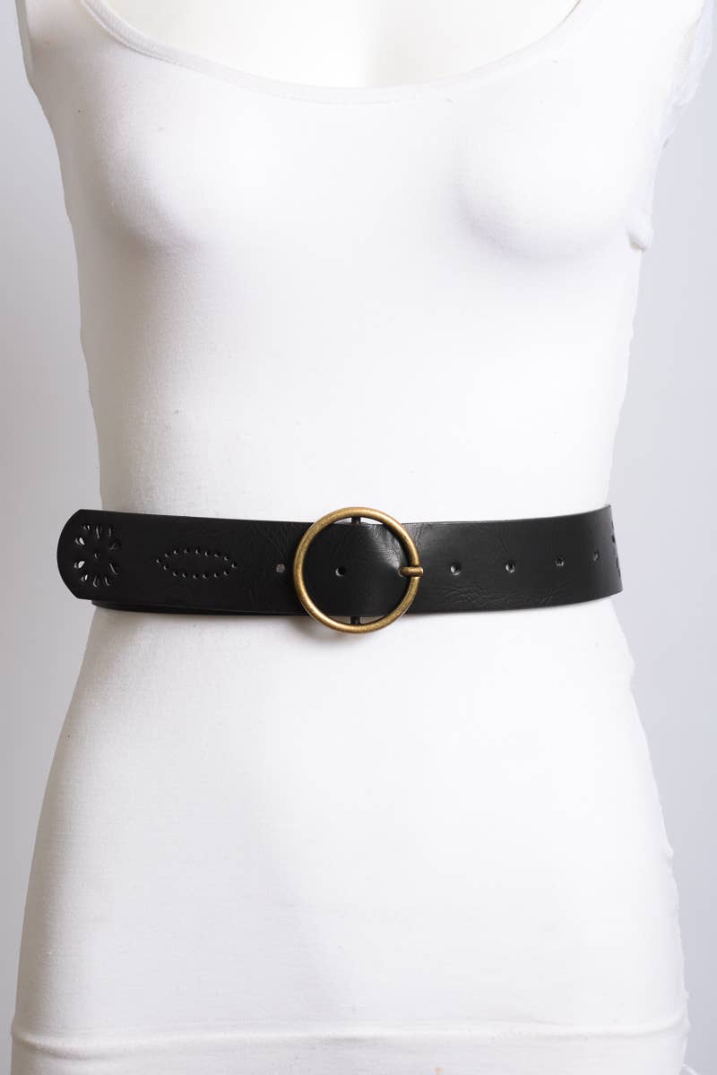 Floral Punch Out Belt with Round Buckle - Premium  from Leto Accessories - Just $12.50! Shop now at noTORIous + co