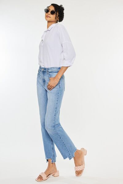 Kancan High Waist Raw Hem Straight Jeans - Premium Jeans from Trendsi - Just $54.84! Shop now at noTORIous + co