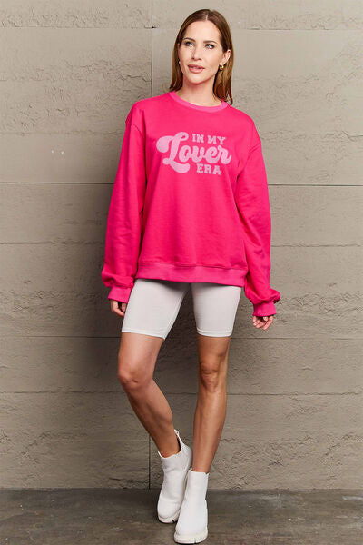 Simply Love Full Size IN MY LOVER ERA Round Neck Sweatshirt - Premium Tops from Trendsi - Just $32! Shop now at noTORIous + co