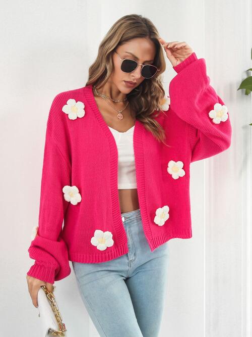 Floral Open Front Long Sleeve Cardigan - Premium Jacket from Trendsi - Just $35! Shop now at noTORIous + co