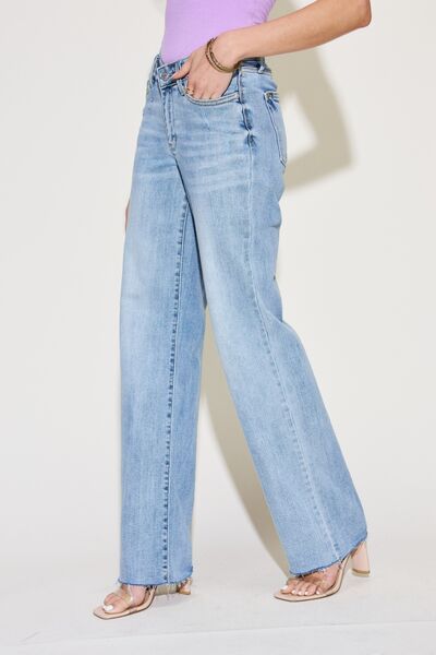Judy Blue Full Size V Front Waistband Straight Jeans - Premium Jeans from Trendsi - Just $55! Shop now at noTORIous + co