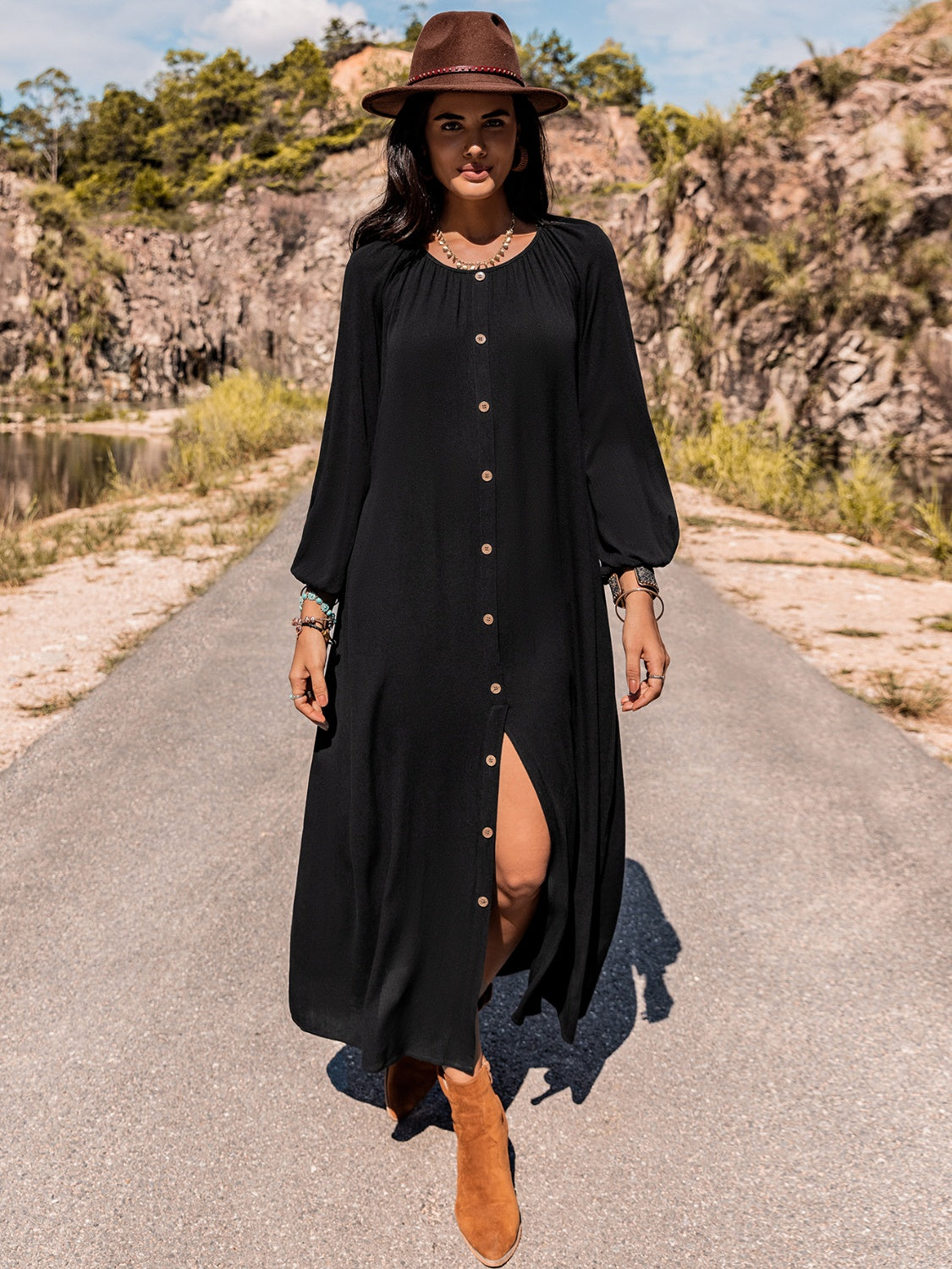 Long Sleeve Round Neck Dress - Premium Dresses from Trendsi - Just $48! Shop now at noTORIous + co