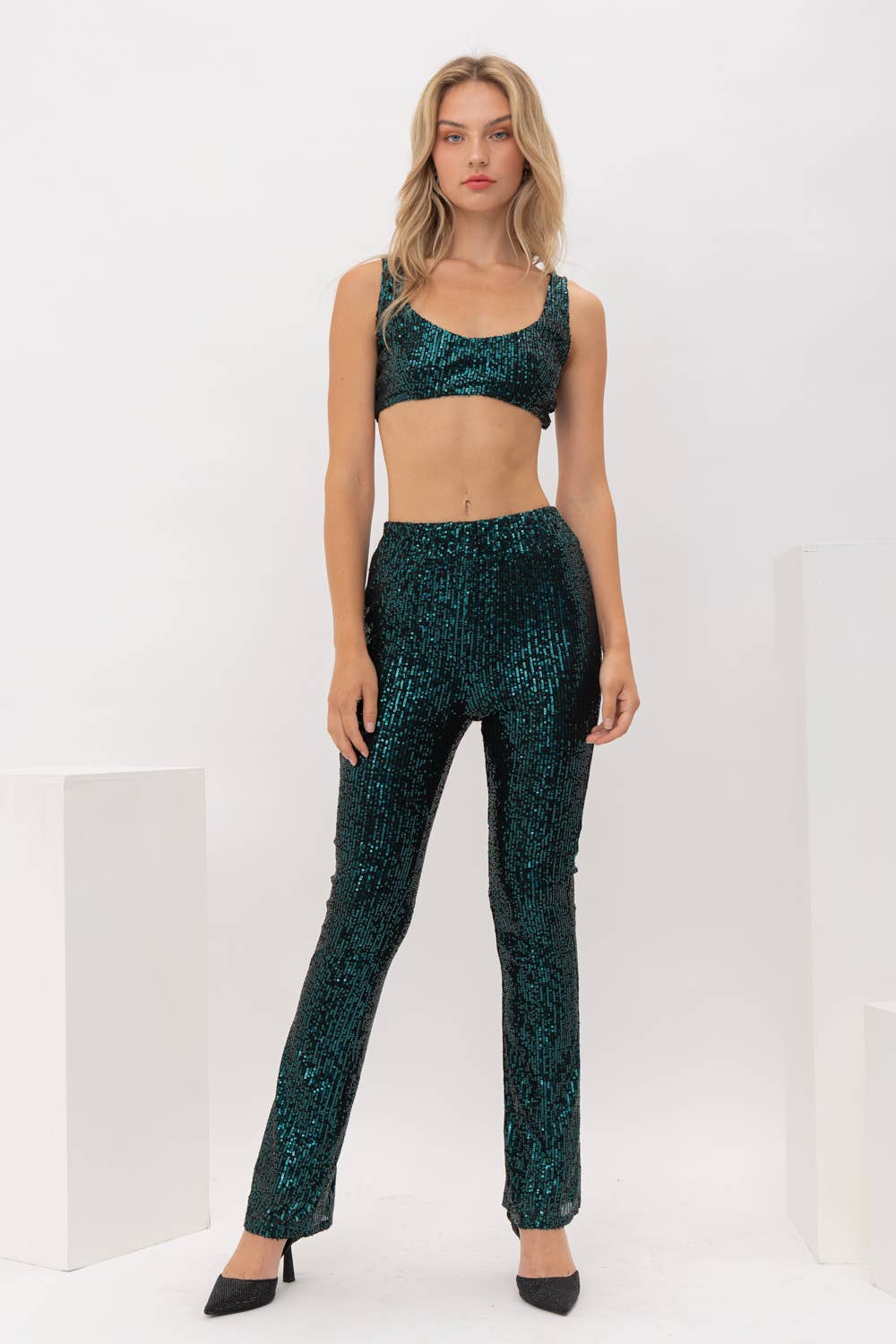 electric cowgirl emerald sequin flares - Premium  from Pretty Garbage - Just $40.00! Shop now at noTORIous + co