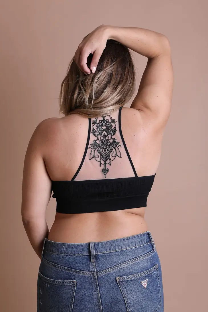 Tattoo Mesh Racerback Bralette - Premium  from Leto Accessories - Just $18.00! Shop now at noTORIous + co
